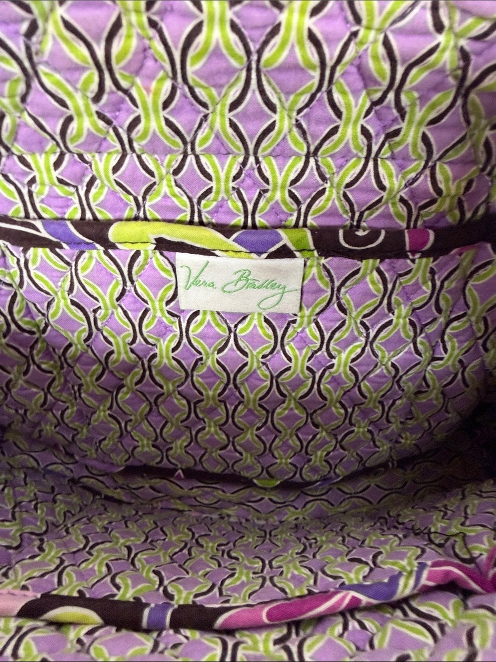 Quilted Floral Tote Bag in Purple and Brown - Vera Bradley - Picture 3 of 6